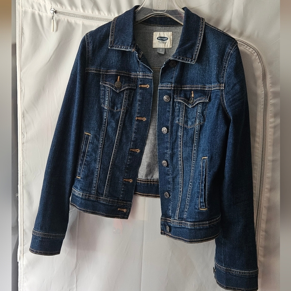 Old Navy S Classic Denim Jacket Dark Wash Jean Jacket Small - Picture 9 of 9